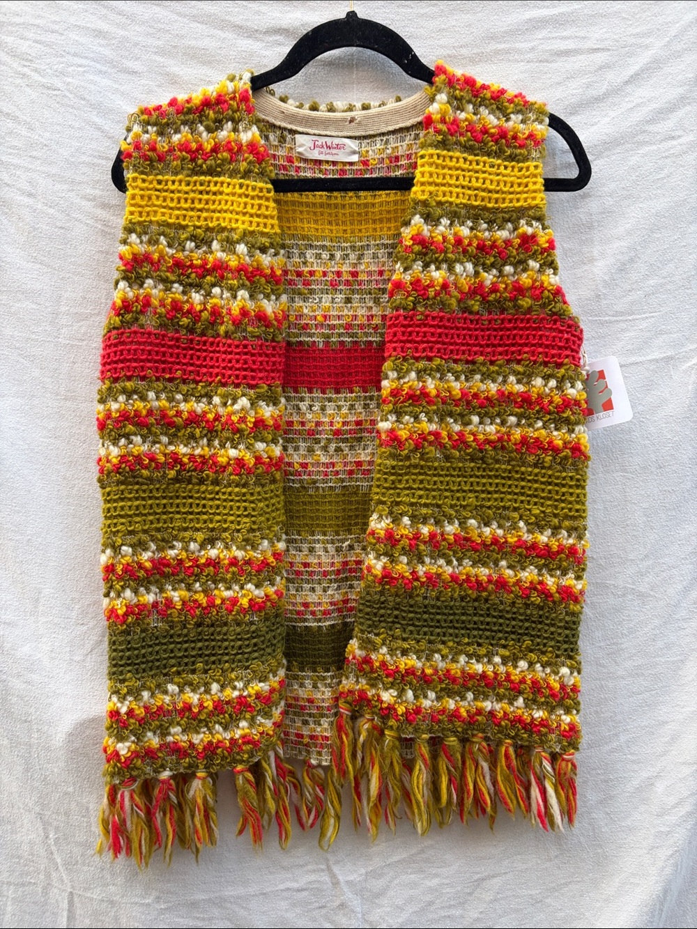 1960s Multicolor Crochet Fringe Vest